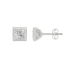 LADIES SOLITAIRE EARRINGS 2CT PRINCESS DIAMOND 14K WHITE GOLD