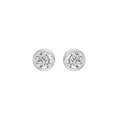 LADIES SOLITAIRE EARRINGS 2CT ROUND DIAMOND 14K WHITE GOLD