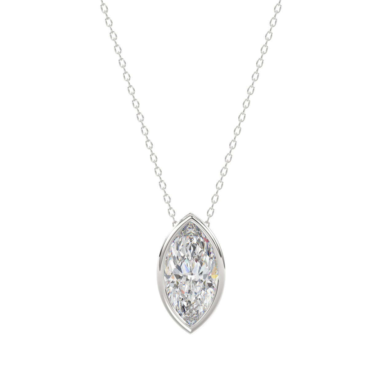LADIES SOLITAIRE PENDANT 2CT MARQUISE DIAMOND 14K WHITE GOLD