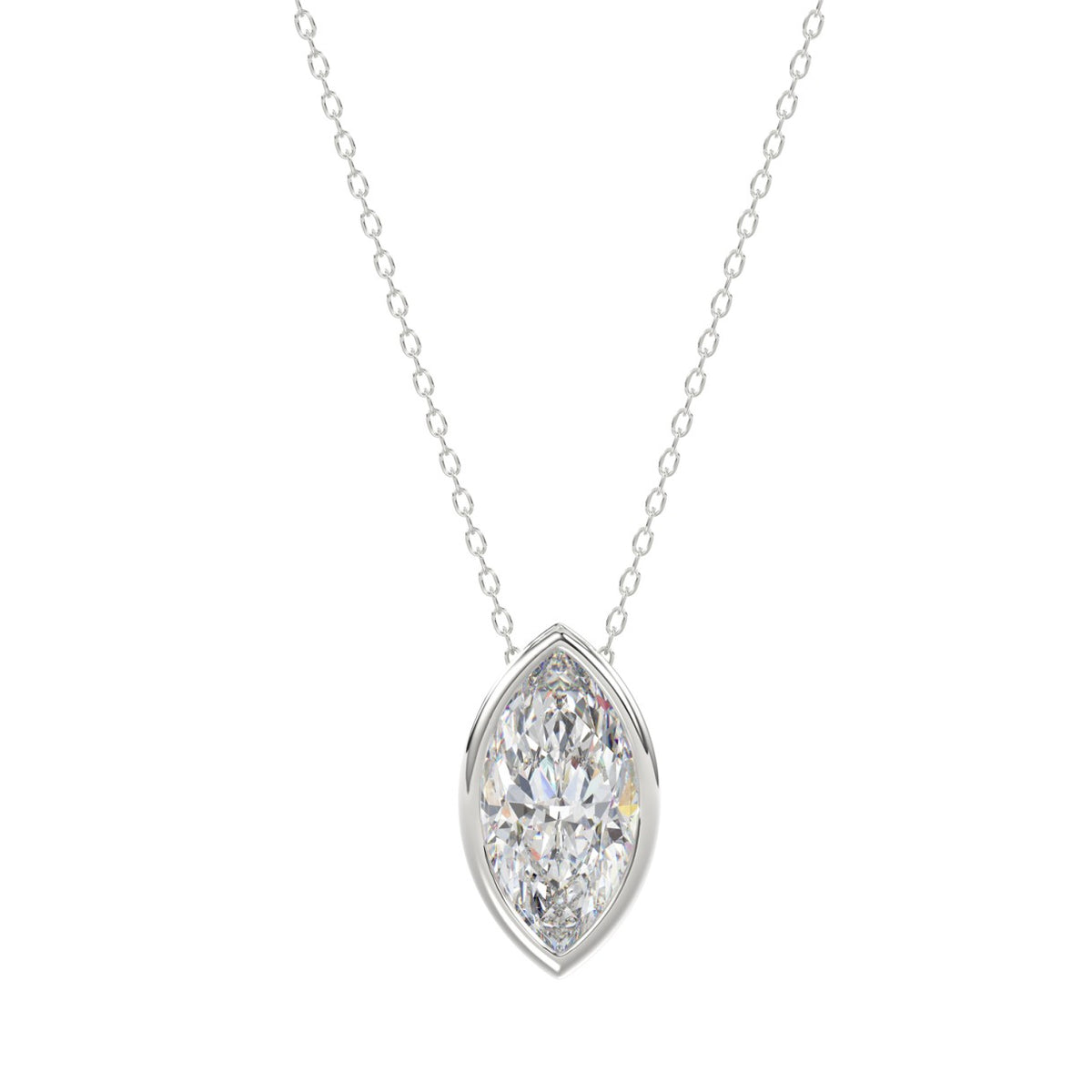 LADIES SOLITAIRE PENDANT 2CT MARQUISE DIAMOND 14K WHITE GOLD