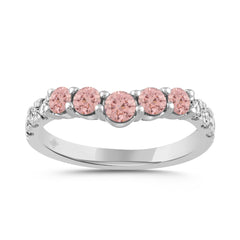 ETERNAL BLUSH COLLECTION LADIES BAND 1CT PINK ROUND DIAMOND 14K WHITE GOLD 