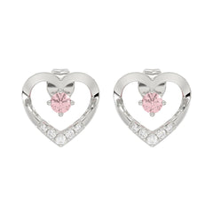ETERNAL BLUSH COLLECTION LADIES EARRINGS 1/3CT ROUND DIAMOND 14K WHITE GOLD (CENTER STONE PINK ROUND DIAMOND 1/5CT)