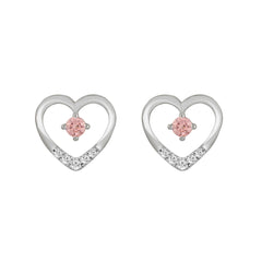 ETERNAL BLUSH COLLECTION LADIES EARRINGS 1/3CT ROUND DIAMOND 14K WHITE GOLD (CENTER STONE PINK ROUND DIAMOND 1/5CT)