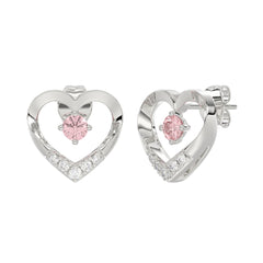 ETERNAL BLUSH COLLECTION LADIES EARRINGS 1/3CT ROUND DIAMOND 14K WHITE GOLD (CENTER STONE PINK ROUND DIAMOND 1/5CT)