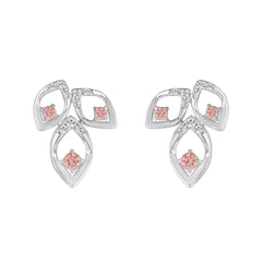 ETERNAL BLUSH COLLECTION LADIES EARRINGS 1/2CT ROUND DIAMOND 14K WHITE GOLD (CENTER STONE PINK ROUND DIAMOND 1/3CT)