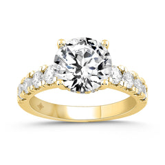 LADIES RING 4CT ROUND DIAMOND 14K YELLOW GOLD (CENTER STONE ROUND DIAMOND 3CT )
