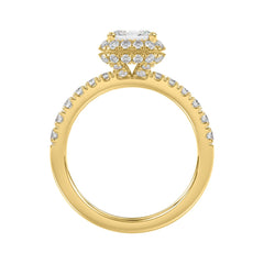 LADIES RING 4.00CT ROUND/EMERALD DIAMOND 14K YELLOW GOLD (CENTER STONE EMERALD DIAMOND 3.00CT)