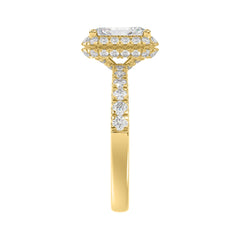 LADIES RING 4.00CT ROUND/EMERALD DIAMOND 14K YELLOW GOLD (CENTER STONE EMERALD DIAMOND 3.00CT)
