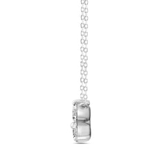LADIES NECKLACE 1CT ROUND DIAMOND 14K WHITE GOLD WITH CHAIN 