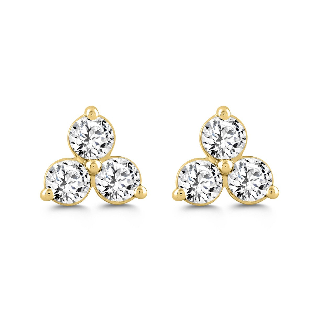 LADIES EARRINGS 1CT ROUND DIAMOND 14K YELLOW GOLD 