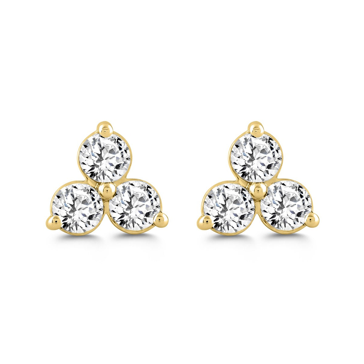 LADIES EARRINGS 1CT ROUND DIAMOND 14K YELLOW GOLD 