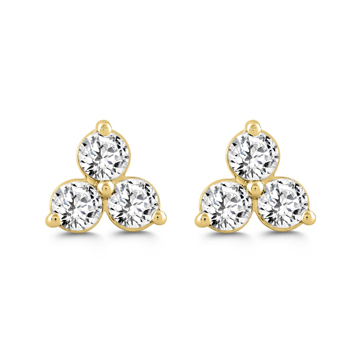 LADIES EARRINGS 1CT ROUND DIAMOND 14K YELLOW GOLD 