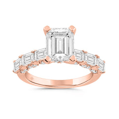 14K ROSE GOLD 4 1/2CT ROUND/EMERALD DIAMOND LADIES RING (CENTER STONE EMERALD DIAMOND 3CT)