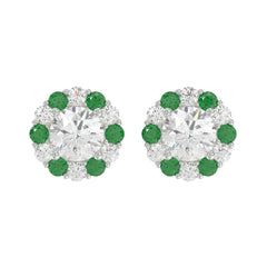 14K WHITE GOLD 2 1/2CT ROUND/ROUND GREEN SAPPHIRE LADIES EARRING (CENTER STONE ROUND DIAMOND 2CT)