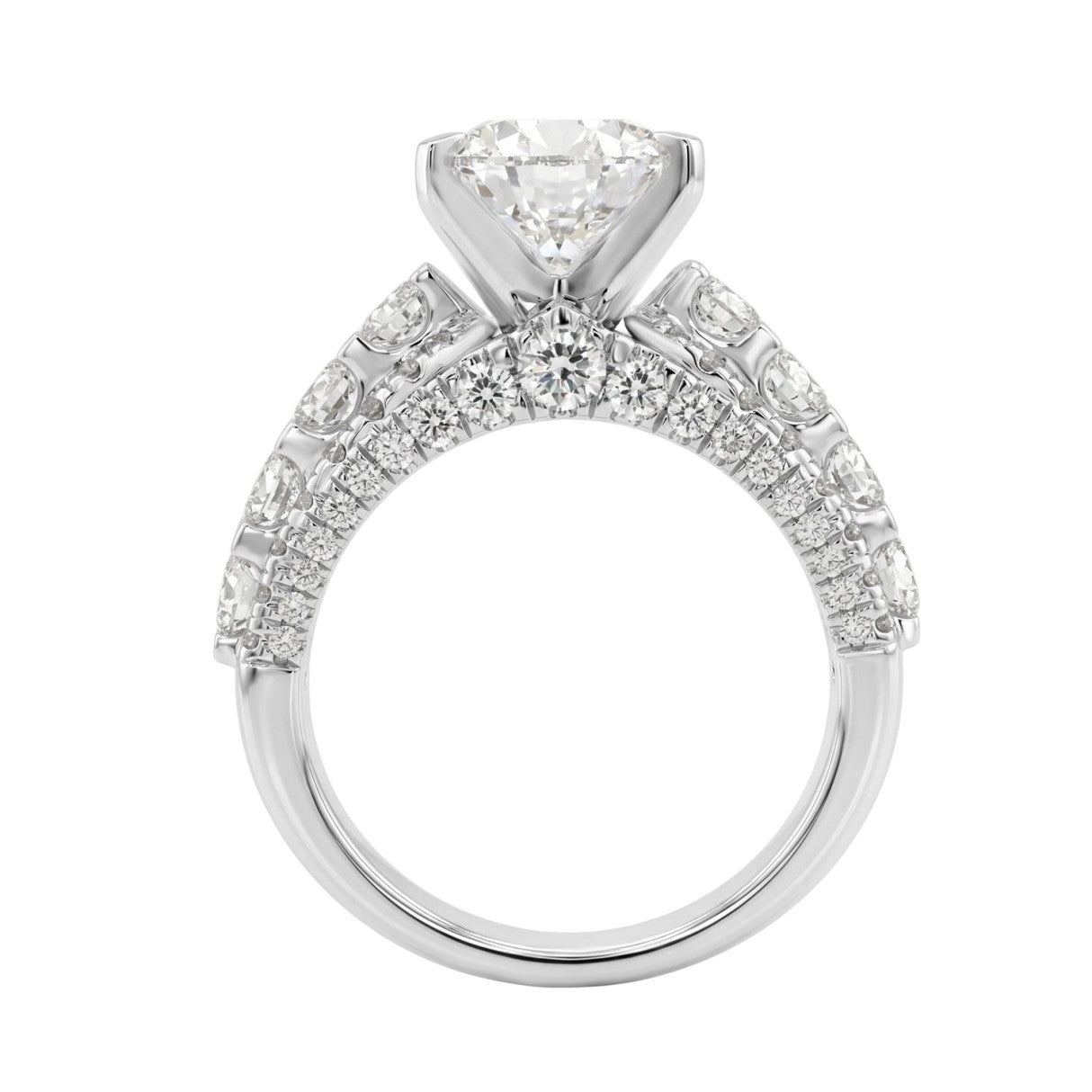 LADIES RING 5 1/4CT ROUND/ PEAR DIAMOND 14K WHITE GOLD (CENTER STONE PEAR DIAMOND 3CT )