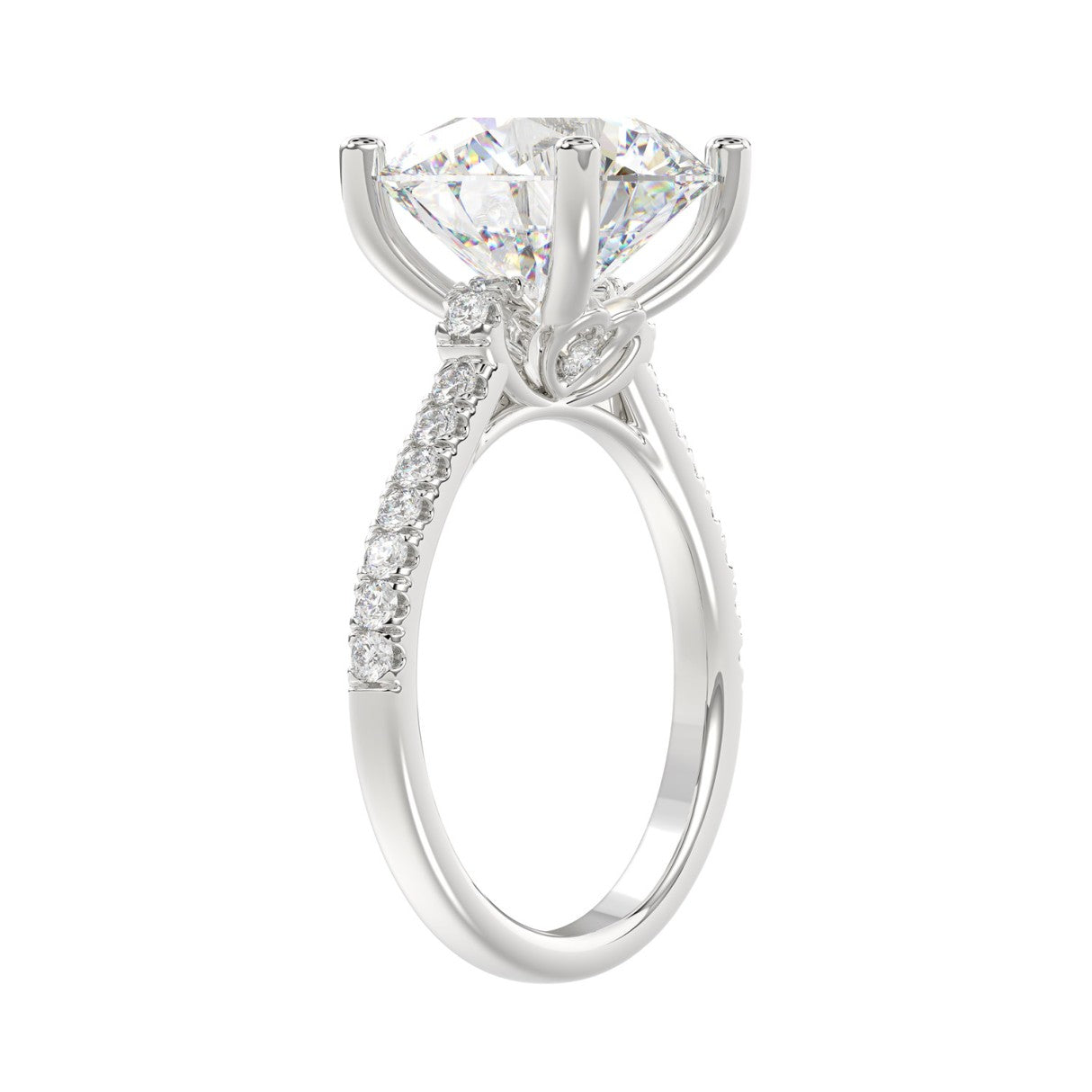 LADIES BRIDAL SET 5 1/2CT ROUND DIAMOND 14K WHITE GOLD (CENTER STONE ROUND DIAMOND 5CT )