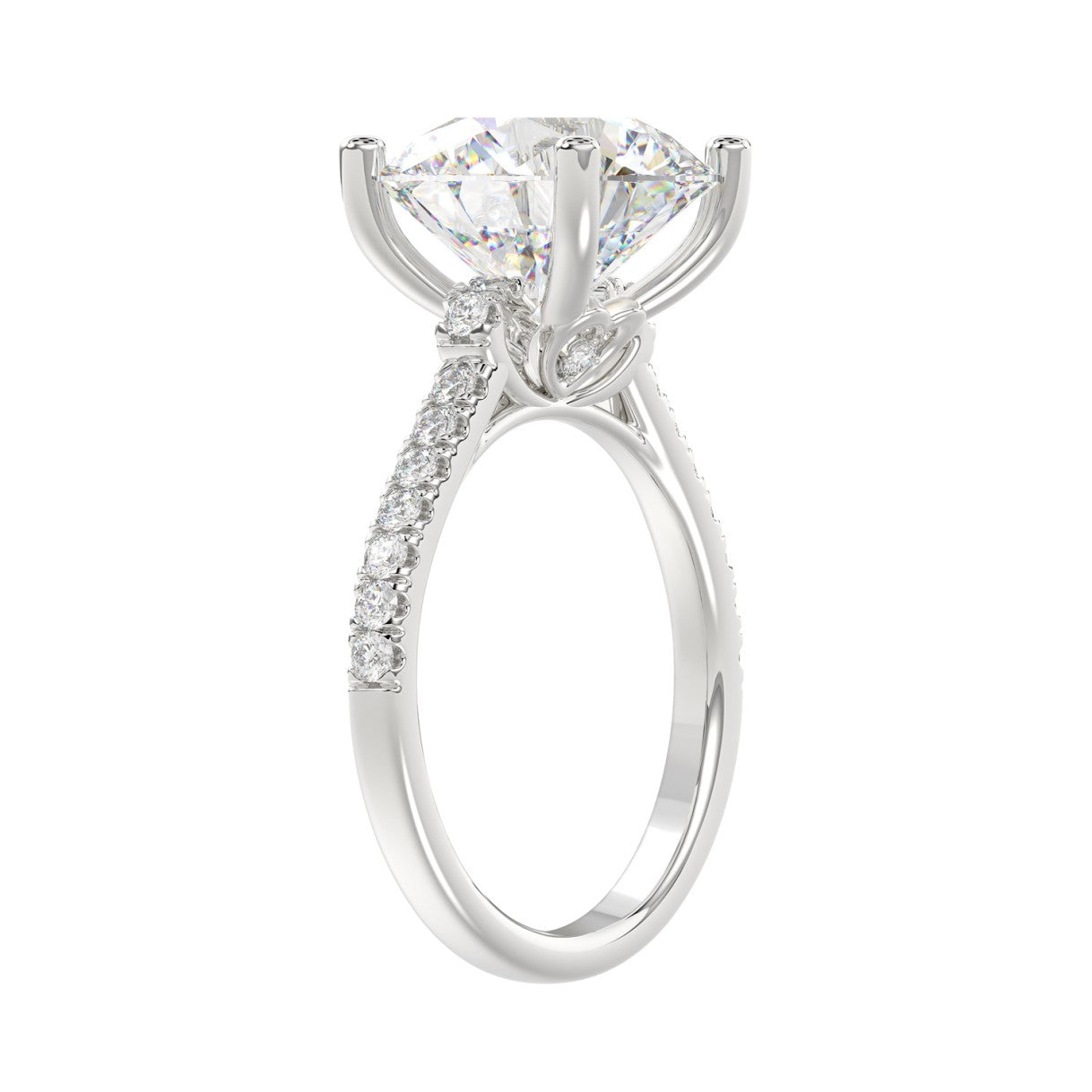 LADIES BRIDAL SET 5 1/2CT ROUND DIAMOND 14K WHITE GOLD (CENTER STONE ROUND DIAMOND 5CT )