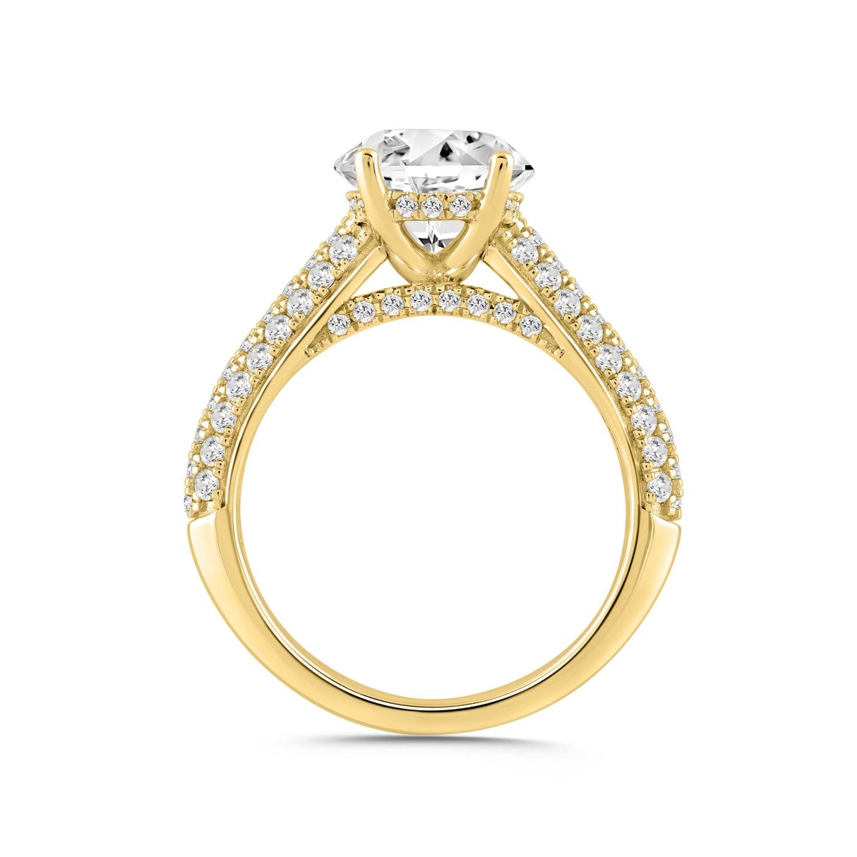 LADIES RING 3 3/4CT ROUND/OVAL DIAMOND 14K YELLOW GOLD (CENTER STONE OVAL DIAMOND 3.00CT)
