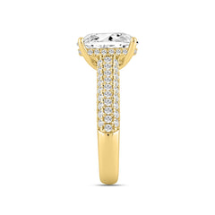 LADIES RING 3 3/4CT ROUND/OVAL DIAMOND 14K YELLOW GOLD (CENTER STONE OVAL DIAMOND 3.00CT)
