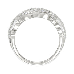 This is a diamond 14k cluster Ladies 2CT Ring featuring Marquise-shaped and round-cut diamonds in a leaf or floral motif set in white gold (Color F-G  Clarity VS1/VS2)