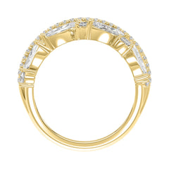 This is a diamond 14k cluster Ladies 2CT  Ring featuring Marquise-shaped and round-cut diamonds in a leaf or floral motif set in Yellow gold (Color F-G  Clarity VS1/VS2)