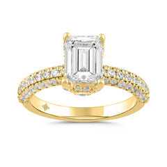 LADIES RING 2 3/4CT ROUND/EMERALD DIAMOND 14K YELLOW GOLD (CENTER STONE EMERALD DIAMOND 2CT )