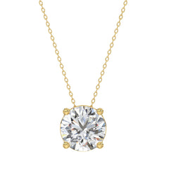 LADIES SOLITAIRE PENDANT WITH UNDER-PASS CHAIN 3CT ROUND DIAMOND 14K YELLOW GOLD 