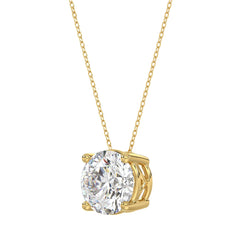 LADIES SOLITAIRE PENDANT WITH UNDER-PASS CHAIN 3CT ROUND DIAMOND 14K YELLOW GOLD 