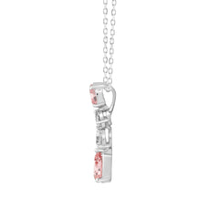 ETERNAL BLUSH COLLECTION 14K WHITE GOLD 2.00CT PINK PEAR &amp; OVAL DIAMOND / PEAR DIAMOND LADIES PENDANT WITH CHAIN
