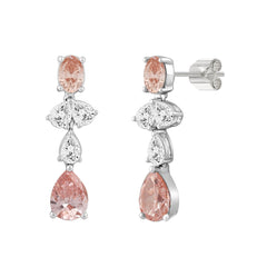 ETERNAL BLUSH COLLECTION 14K WHITE/ROSE GOLD 3 1/2CT OVAL/PEAR DIAMOND LADIES EARRINGS (PINK PEAR DIAMOND 3/4CT/ PINK OVAL DIAMOND  1/2CT)