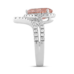 ETERNAL BLUSH COLLECTION LADIES RING 2 3/4CT ROUND/PEAR DIAMOND 14K WHITE GOLD (CENTER STONE PINK PEAR DIAMOND 2CT)