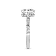LADIES RING 2 1/2CT ROUND/OVAL DIAMOND 14K WHITE GOLD (CENTER STONE OVAL DIAMOND 2CT)