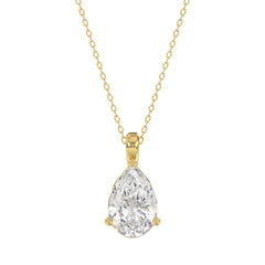 LADIES SOLITAIRE PENDANT 2 1/2CT PEAR DIAMOND 14K YELLOW GOLD 