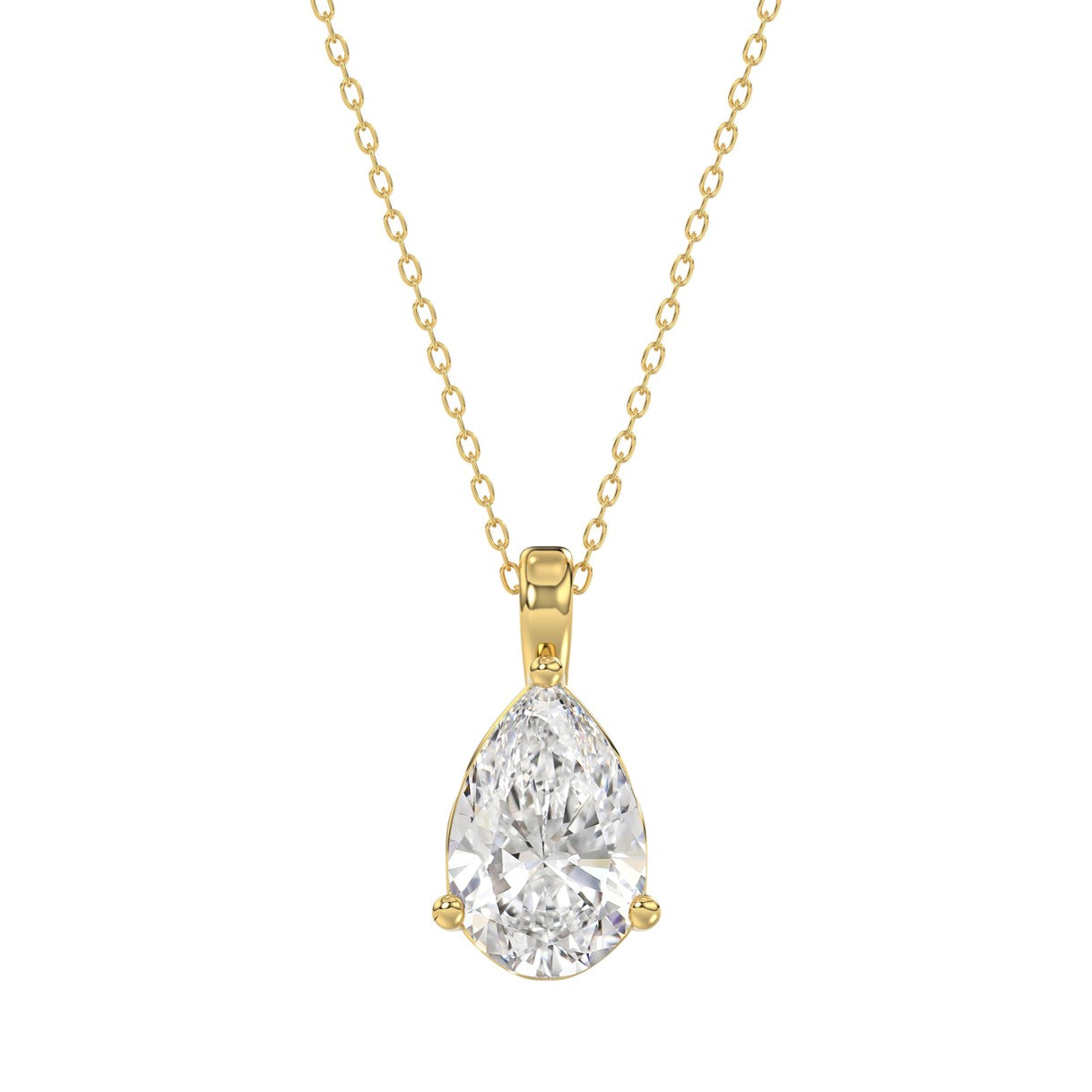 LADIES SOLITAIRE PENDANT 2 1/2CT PEAR DIAMOND 14K YELLOW GOLD 