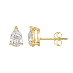 LADIES SOLITAIRE EARRINGS 2 1/2CT PEAR DIAMOND 14K YELLOW GOLD