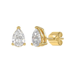LADIES SOLITAIRE EARRINGS 2 1/2CT PEAR DIAMOND 14K YELLOW GOLD