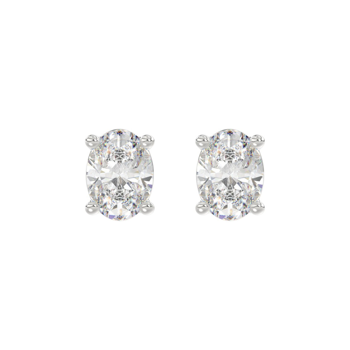 LADIES SOLITAIRE EARRINGS 4.00CT OVAL DIAMOND 14K WHITE GOLD (CENTER STONE OVAL DIAMOND 2.00CT)