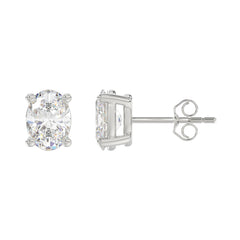 LADIES SOLITAIRE EARRINGS 4.00CT OVAL DIAMOND 14K WHITE GOLD (CENTER STONE OVAL DIAMOND 2.00CT)