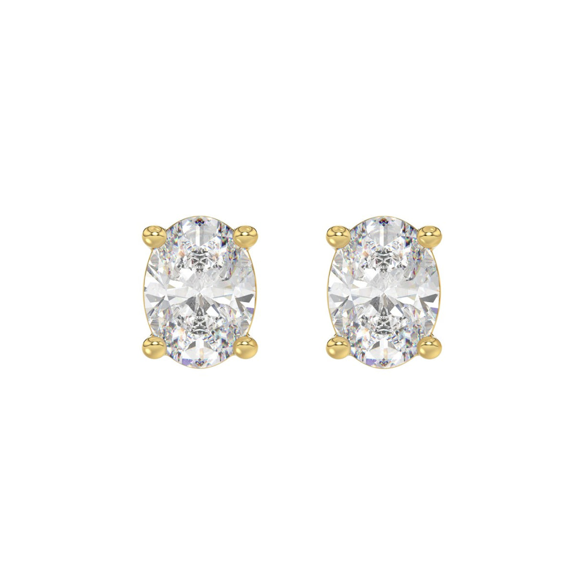 LADIES SOLITAIRE EARRINGS 4.00CT OVAL DIAMOND 14K YELLOW GOLD (CENTER STONE OVAL DIAMOND 2.00CT)