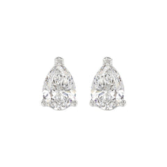 LADIES SOLITAIRE EARRINGS 4.00CT PEAR DIAMOND 14K WHITE GOLD 