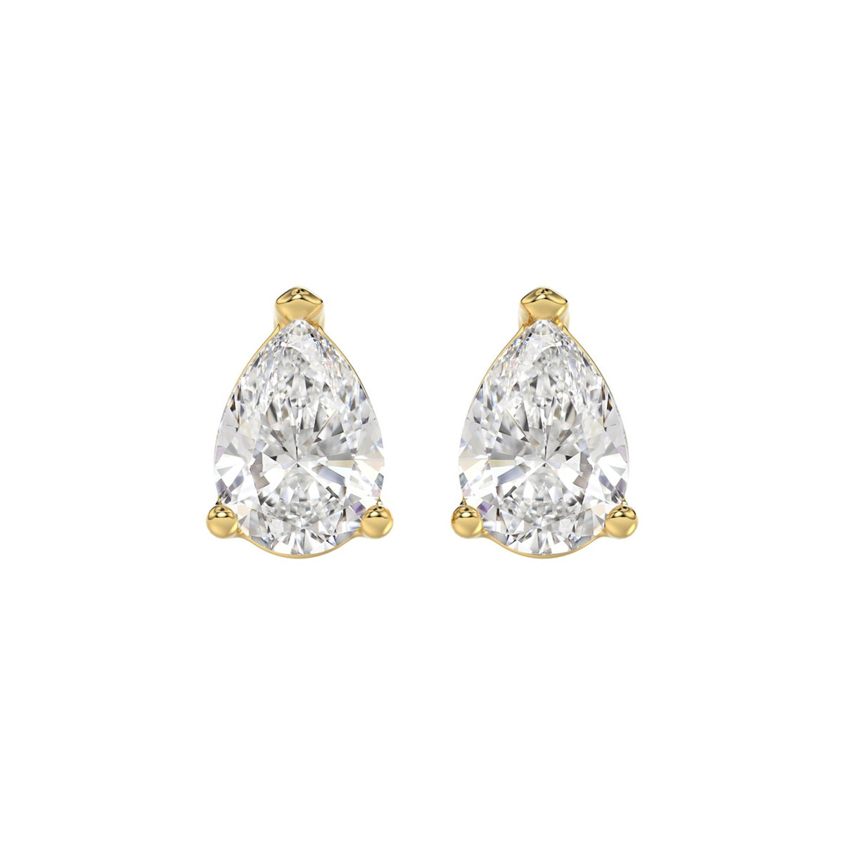 LADIES SOLITAIRE EARRINGS 4.00CT PEAR DIAMOND 14K YELLOW GOLD 