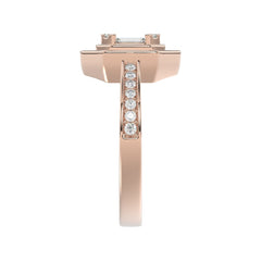 LADIES RING 3/4CT ROUND/BAGUETTE/PRINCESS TRAPEZOID RUBY DIAMOND 14K ROSE GOLD
