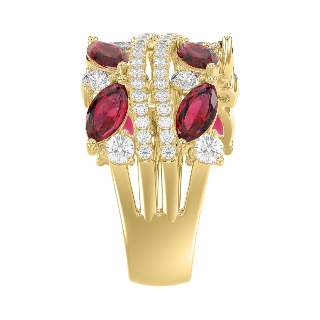 14K YELLOW GOLD 2.00CT ROUND/MARQUISE DIAMOND LADIES RING (RUBY DIAMOND 1 1/2CT)