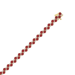 14K YELLOW GOLD 9.00CT BAGUETTE/ROUND RUBY DIAMOND LADIES BRACELET (ROUND RUBY 7 3/4CT)
