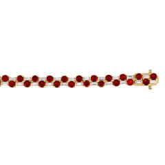 14K YELLOW GOLD 9.00CT BAGUETTE/ROUND RUBY DIAMOND LADIES BRACELET (ROUND RUBY 7 3/4CT)