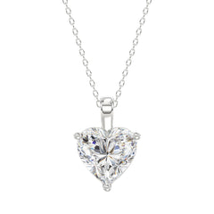LADIES SOLITAIRE PENDANT 4.00CT HEART DIAMOND 14K WHITE GOLD 