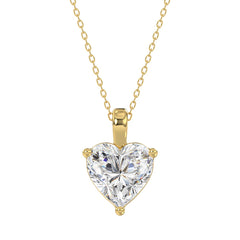 LADIES SOLITAIRE PENDANT 4.00CT HEART DIAMOND 14K YELLOW GOLD 