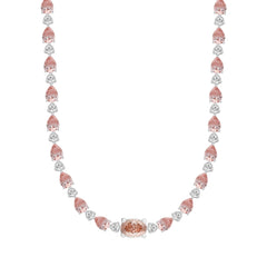 LADIES NECKLACE 15CT ROUND/PEAR/OVAL DIAMOND 14K WHITE/ROSE GOLD 