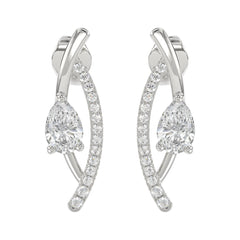 14K WHITE GOLD 1.00CT ROUND/PEAR DIAMOND LADIES EARRINGS