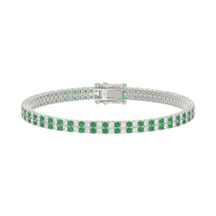 LADIES BRACELET 3CT ROUND/ROUND GREEN EMERALD DIAMOND 14K WHITE GOLD (ROUND GREEN EMERALD DIAMOND 2 3/4CT )
